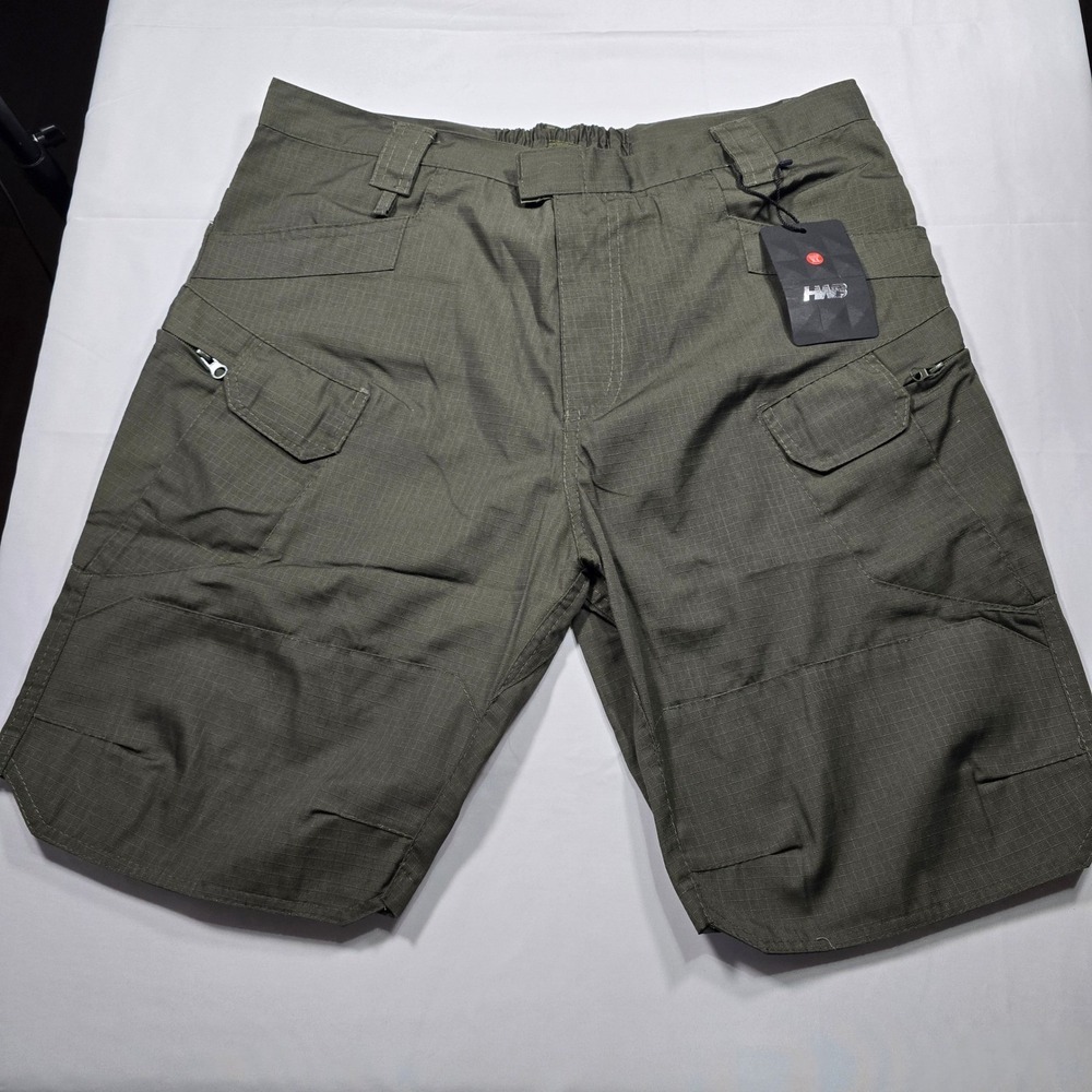NWT HWS Tactical Cargo Shorts Ripstop Utility Outdoor Hiking Olive Men's XL